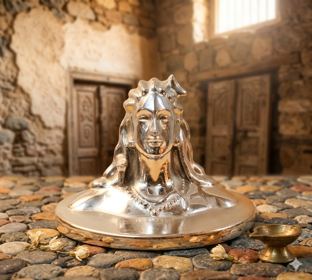 ( Divine Lord Shiva Silver Finish Bust Idol ) Height-2cm | Width-3 cm