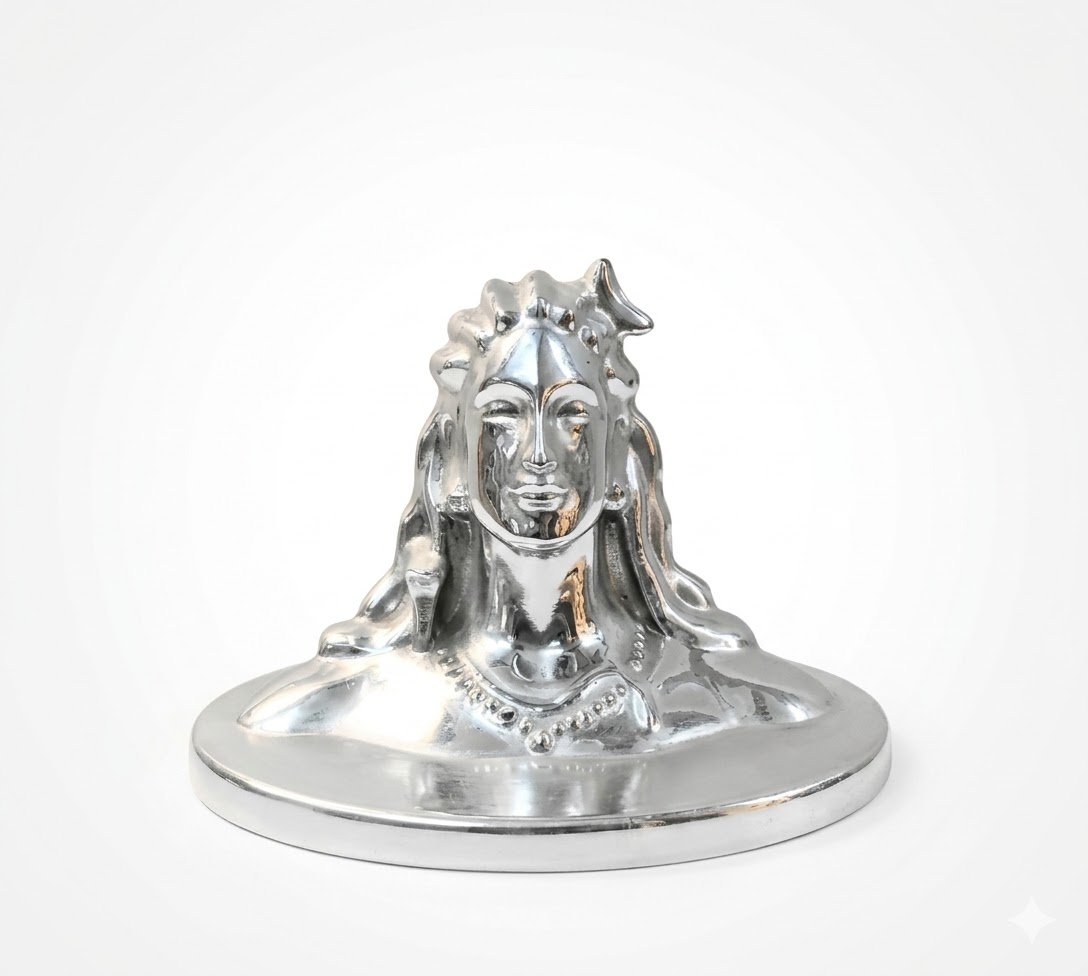 ( Divine Lord Shiva Silver Finish Bust Idol ) Height-2cm | Width-3 cm - Image 2