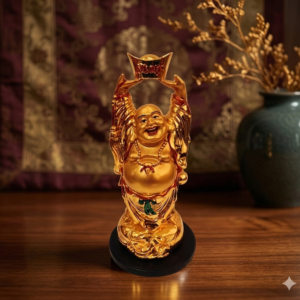 81A ( Golden Laughing Buddha Figurine ) Height-15 Inch Width-7 Inch