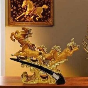 1265B (Luxe-Gold Quad-Horse Statement Piece) Height-13.5 Inch Width-10 Inch