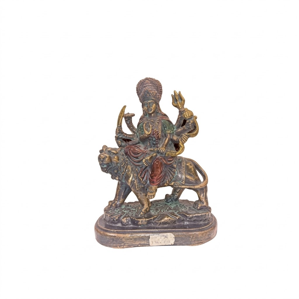 ( Divine Goddess Durga on Lion Antique Finish Idol ) Height-26 CM | Width-21 CM - Image 2
