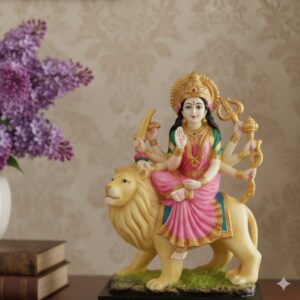 MATA-10 ( Maa Durga Idol Sitting on Lion – Divine Home Decor Statue ) Height-29 cm | Width-22 cm