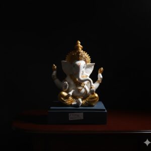 5916 ( Elegant Lord Ganesha Golden Blessing Idol ) Height-33 cm | Width-20 cm