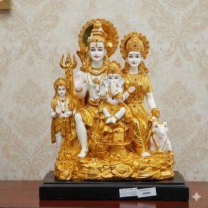 WG-574 ( Golden Shiva Parivar Decorative Idol ) Height-48 cm | Width-40 cm