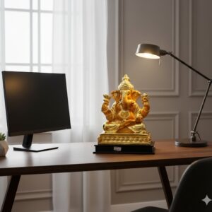 DW-754 ( Golden Lord Ganesha Blessing Idol ) Height-48 cm | Width-49 cm