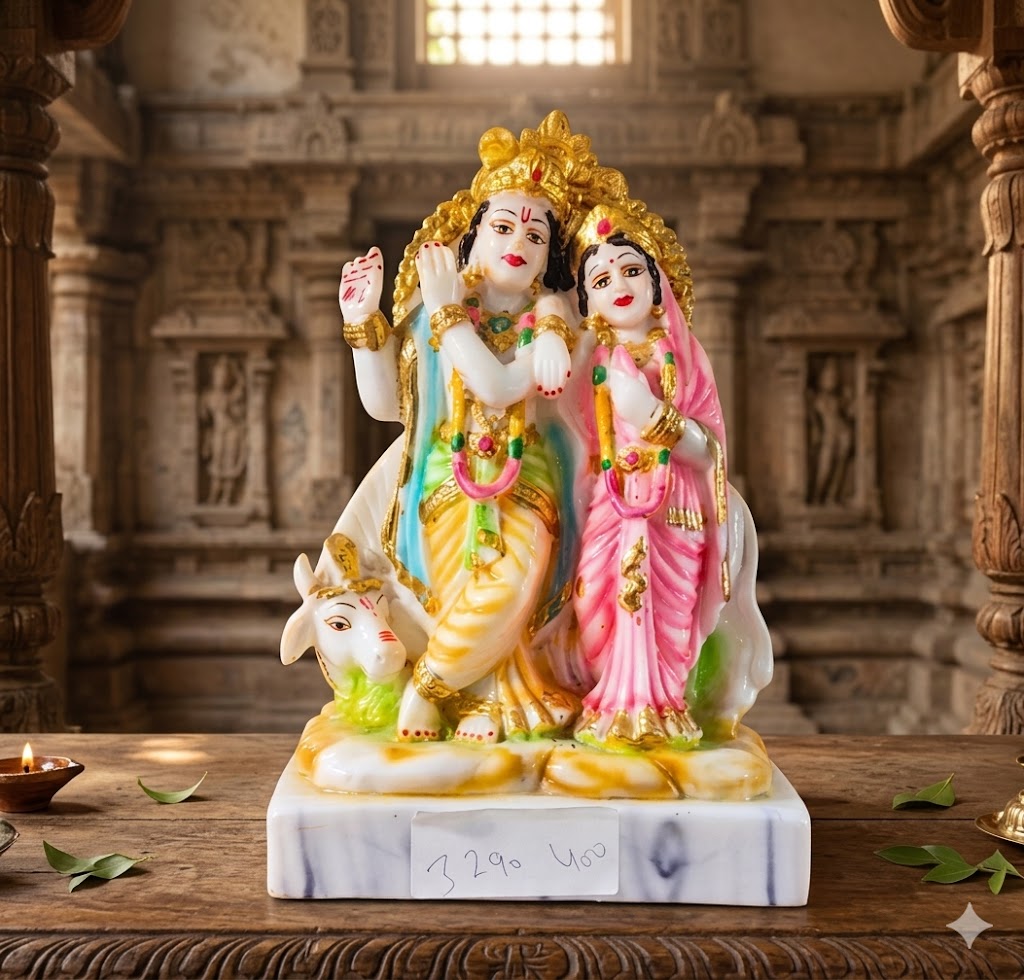 ( Divine Radha Krishna Murti with Cow ) Height-7 INCH | Width-5 INCH