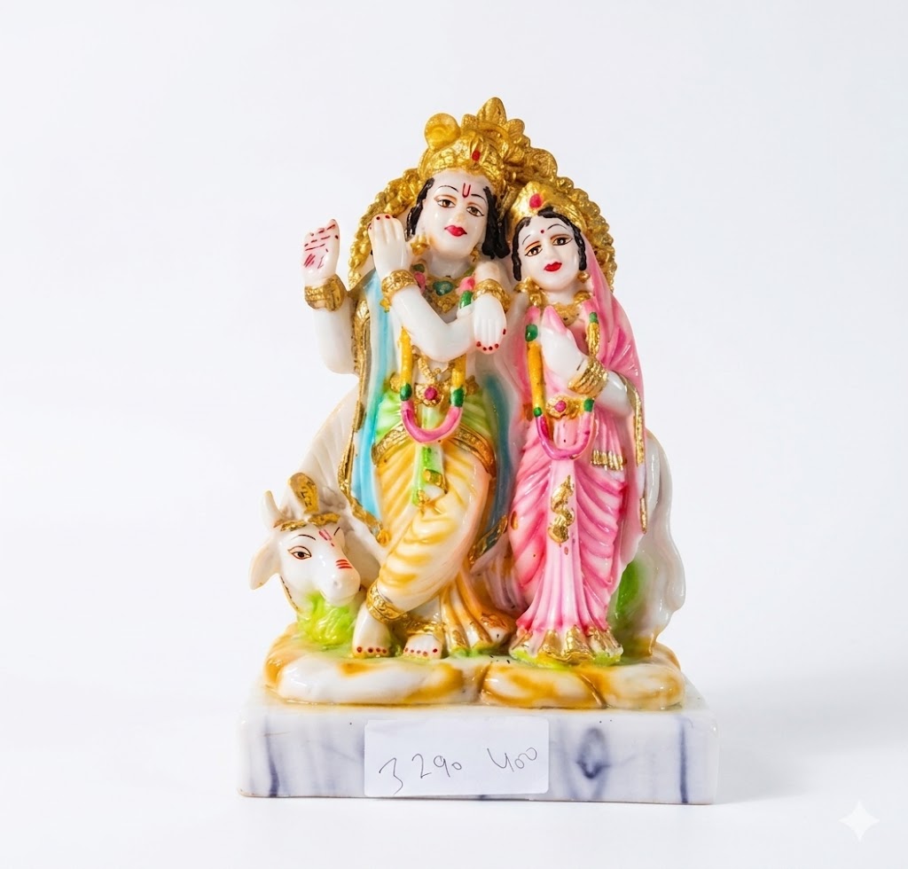 ( Divine Radha Krishna Murti with Cow ) Height-7 INCH | Width-5 INCH - Image 2