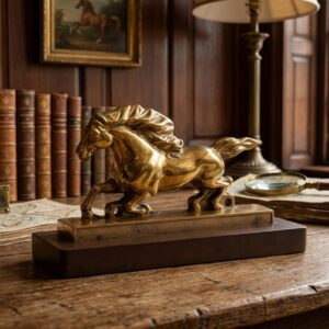 Horse Baa Gold ( Golden Running Horse Prosperity Showpiece ) Height-3 INCH | Width-6 INCH