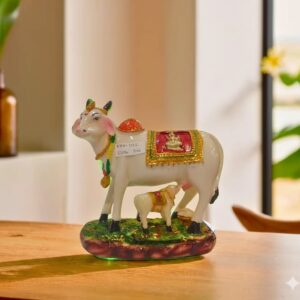 kkk-1122 ( Sacred Kamadhenu Cow & Calf Decorative Idol ) Height-10 INCH | Width-6 INCH
