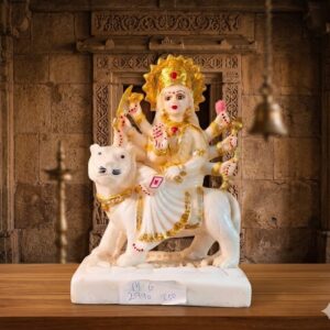M-6 ( Divine White Maa Durga on Lion Idol ) Height-7 INCH | Width-5 INCH