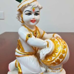 Mc Marbel ( Divine Bal Krishna Makhan Chor Marble Finish Idol ) Height-17 INCH | Width-12 INCH