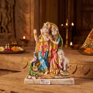 R.K.C ( Divine Radha Krishna Flute Harmony Idol with Cow ) Height-13 INCH | Width-9 INCH