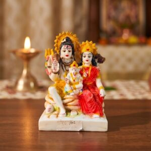 S.P6 1402 ( Divine Shiva Parvati Ganesha Marble Idol (Shiv Parivar) ) Height-7 INCH | Width-5 INCH