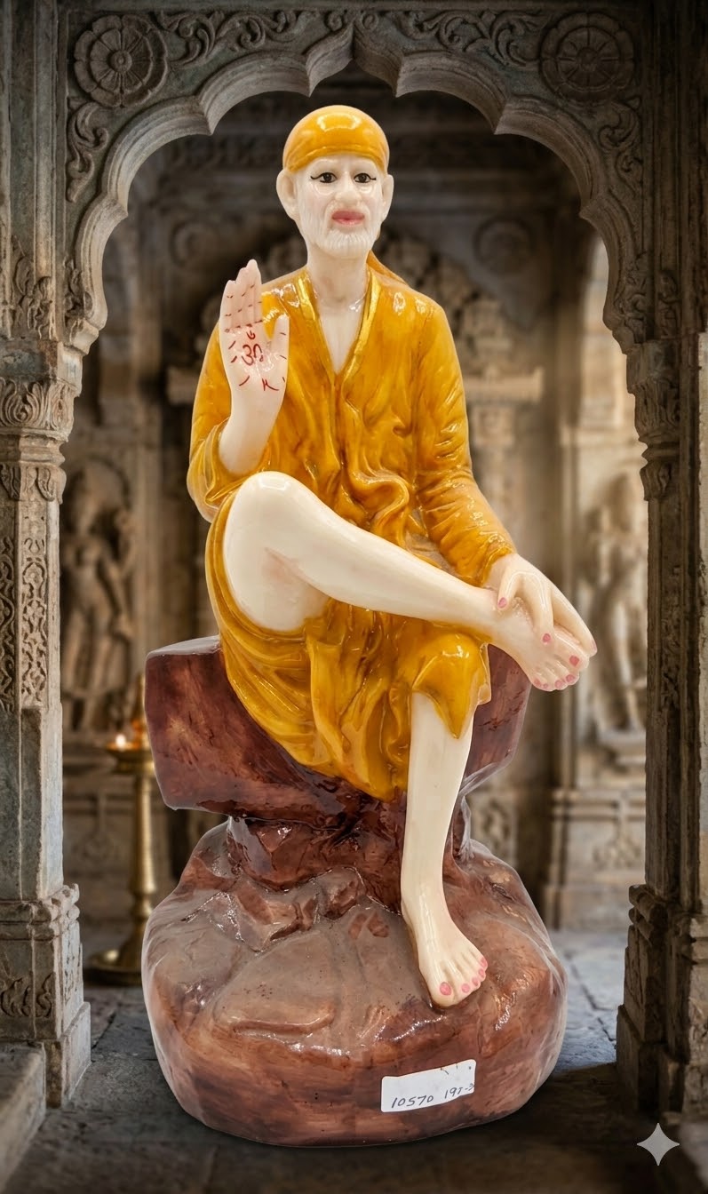 Sai Baba big ( Divine Blessings Sai Baba Marble Finish Idol ) Height-20 INCH | Width-8 INCH