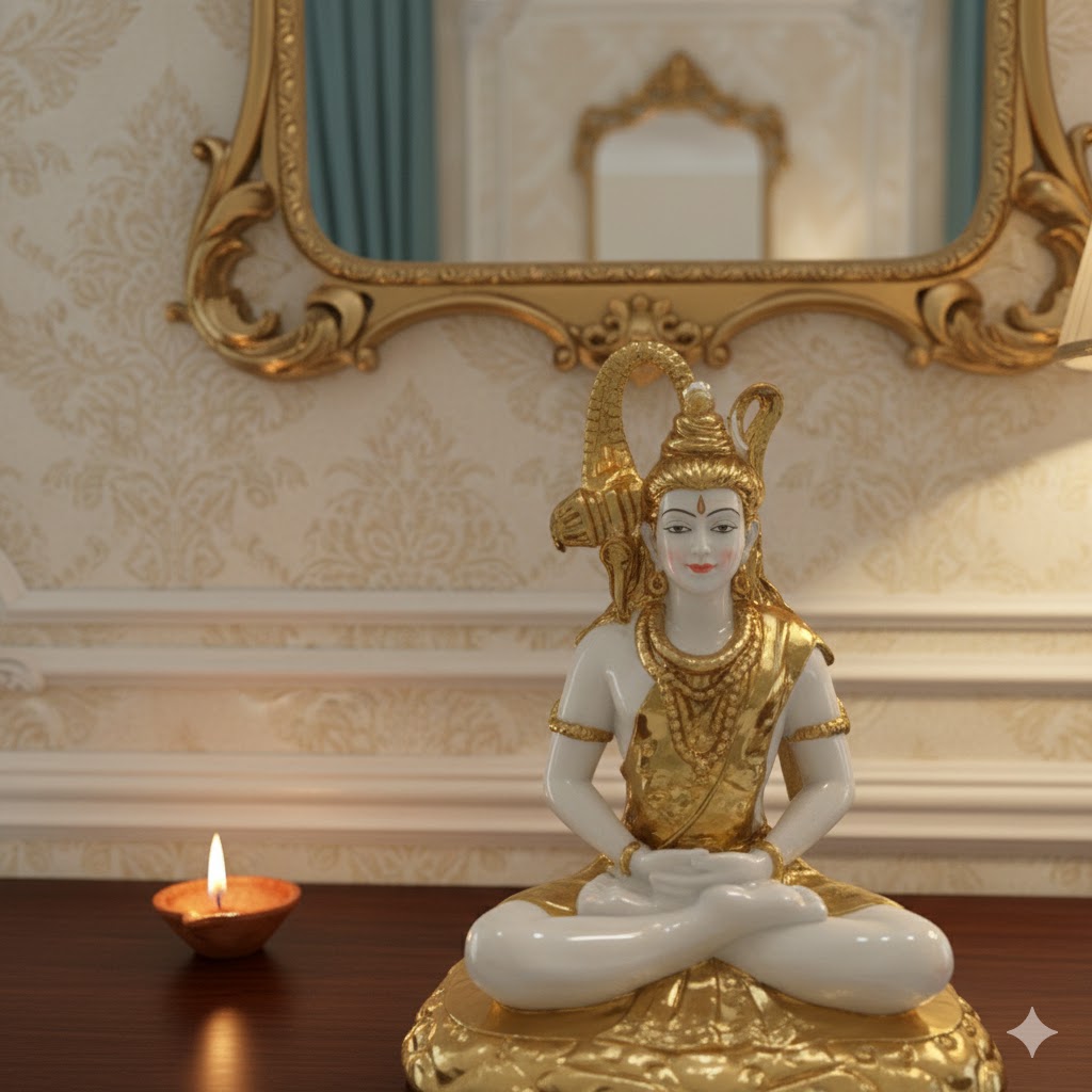 Shiv White Gold ( Divine Lord Shiva Meditation White & Gold Idol ) Height-11 INCH | Width-8 INCH