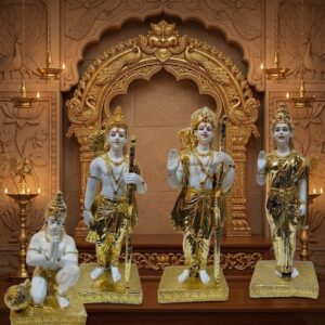W-564 ( Divine Ram Darbar Marble Finish Idol Set (Ram, Sita, Lakshman & Hanuman ) Height-21 INCH | Width-8 INCH