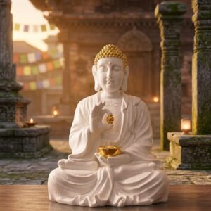 WG-119 ( Divine Prosperity Blessing Gautama Buddha Idol with Golden Accents ) Height-16 INCH | Width-10 INCH