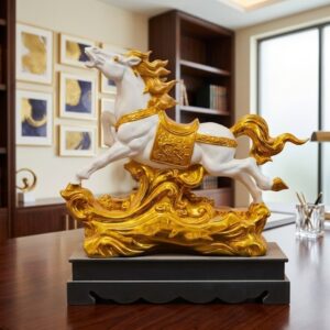 WG-322 ( Royal Golden Galloping Horse Showpiece ) Height-20 INCH | Width-18 INCH