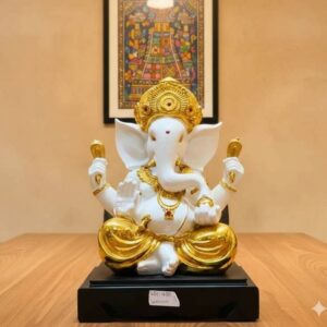 WG-426 ( Premium Lord Ganesha White & Gold Blessing Idol ) Height-16 INCH | Width-10 INCH