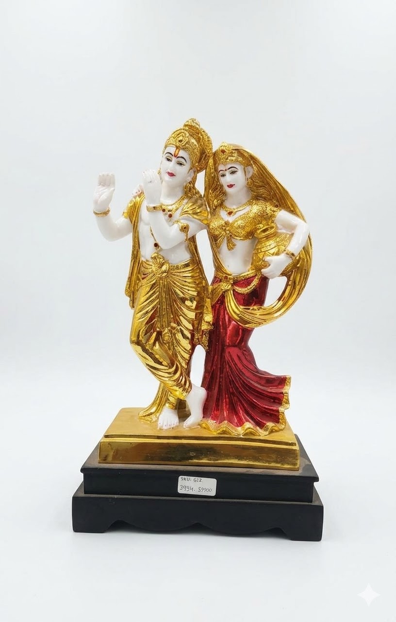 WG-612 ( Divine Radha Krishna Golden Elegance Idol ) Height-19 INCH | Width-11 INCH - Image 2