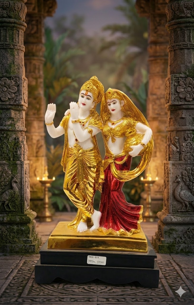 WG-612 ( Divine Radha Krishna Golden Elegance Idol ) Height-19 INCH | Width-11 INCH