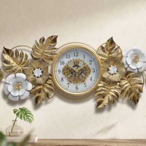 YS 1121 Golden Monstera & Bloom Designer Clock