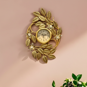 Ys1131 Golden Flora Wall Clock