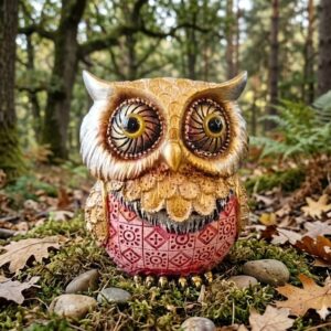 095 ( Vintage Floral Owl Figurine with Embossed Detailing ) Height-6 INCH | Width-4 INCH