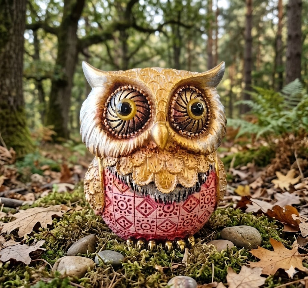 095 ( Vintage Floral Owl Figurine with Embossed Detailing ) Height-6 INCH | Width-4 INCH