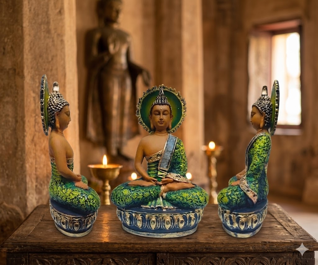 1001 ( Serene Green Meditating Gautama Buddha Statue )