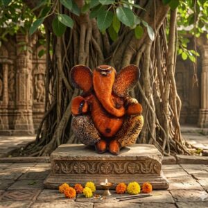 1001 LADDU I GANESH ( Traditional Handcrafted Laddu Style Lord Ganesha Idol – Rustic Finish Decorative & Spiritual Statue )