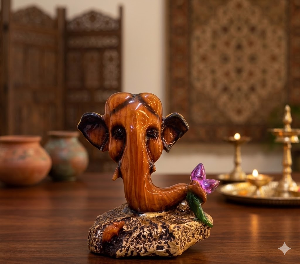 1002 MUNDI GANESH ( Artistic Mundi Style Lord Ganesha Face Idol – Handcrafted Decorative & Spiritual Showpiece )