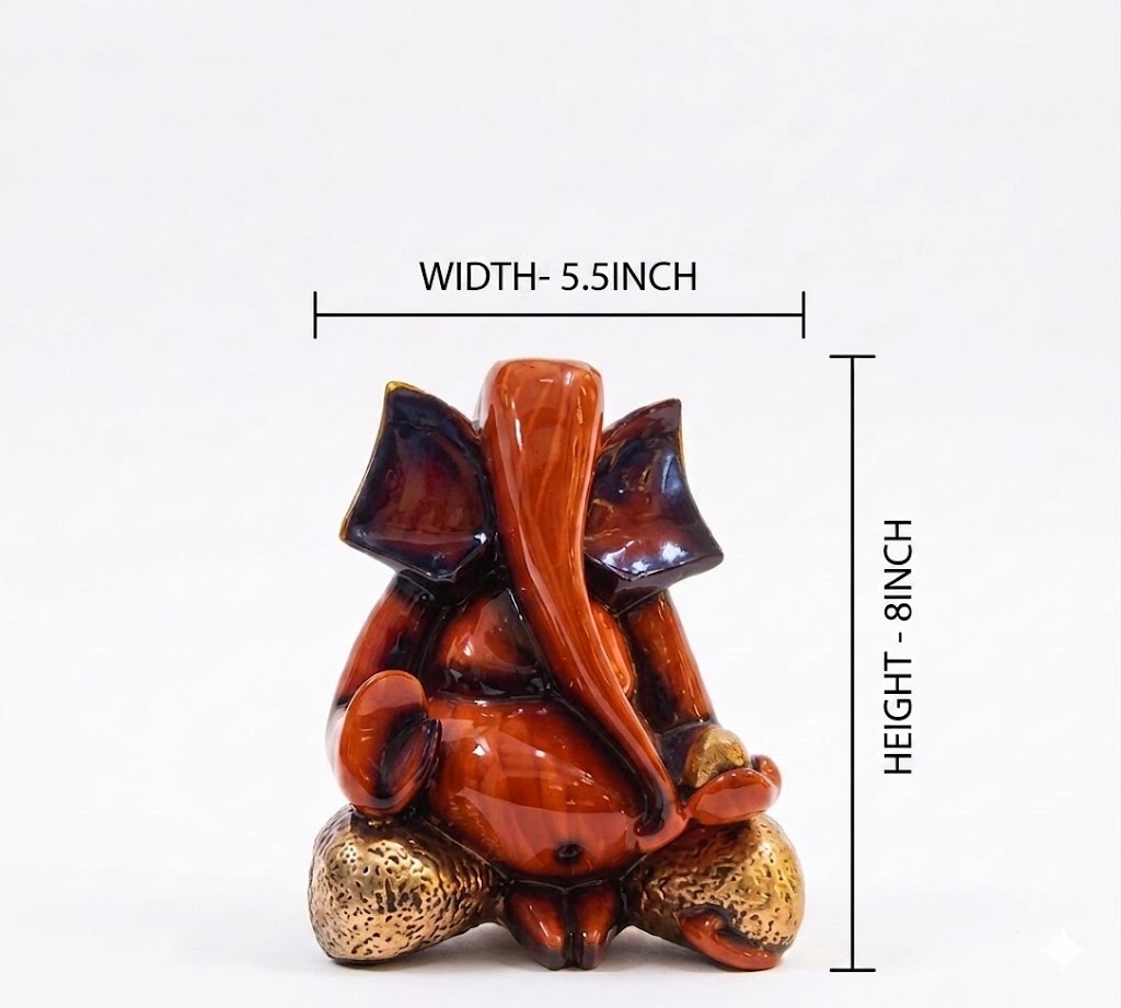 1003 ( Elegant Handcrafted Ganesh Idol – Glossy Ceramic Decorative Statue ) - Image 2