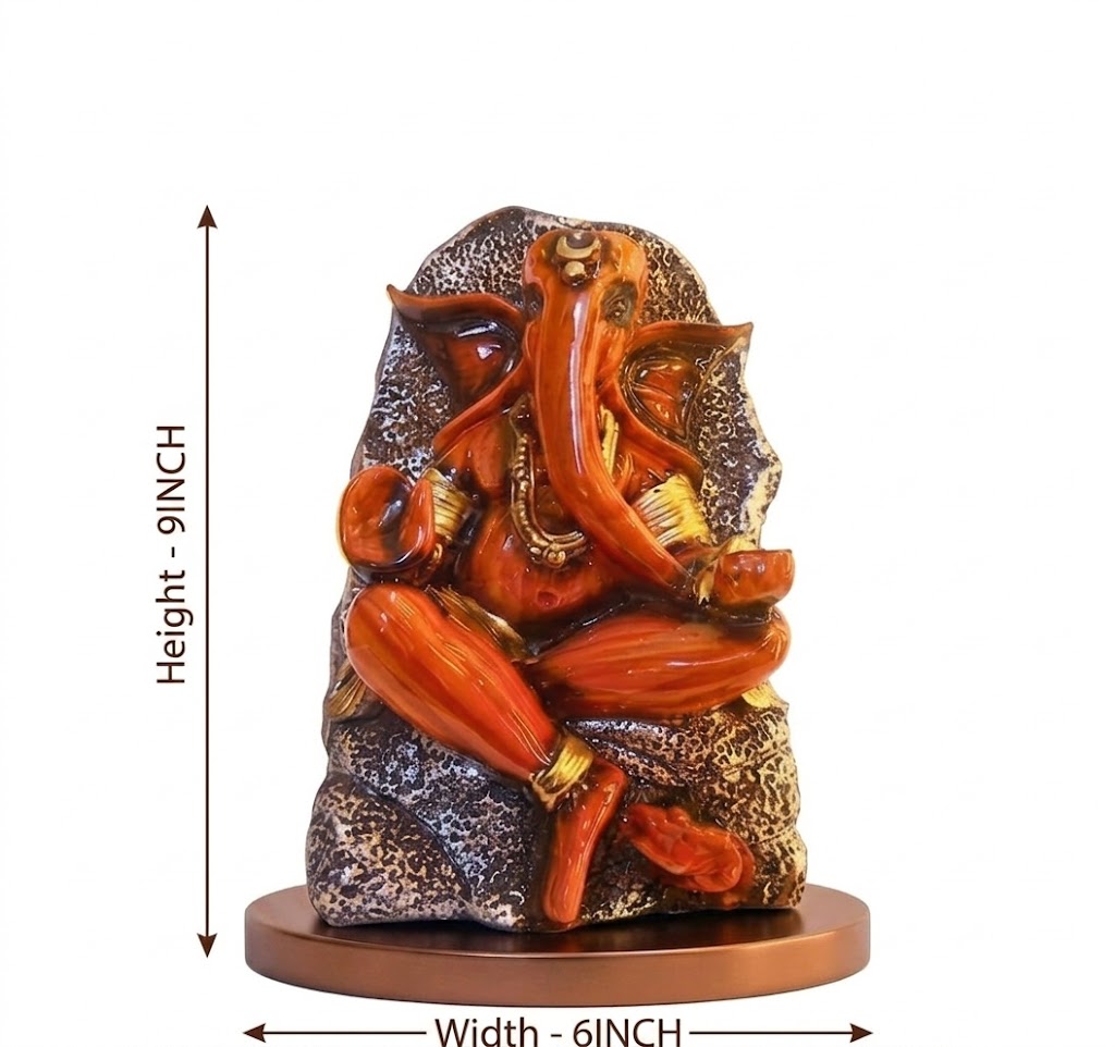1004 ( Premium Artistic Ganesh Idol – Textured Ceramic Decorative Statue with Base ) - Image 2