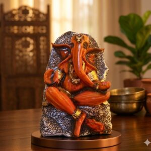1004 ( Premium Artistic Ganesh Idol – Textured Ceramic Decorative Statue with Base )