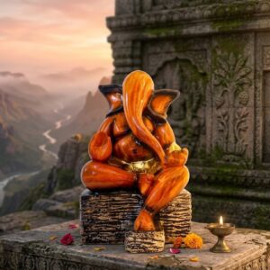 1005 ( Modern Sitting Ganesh Idol – Glossy Ceramic Artistic Home Décor Statue )