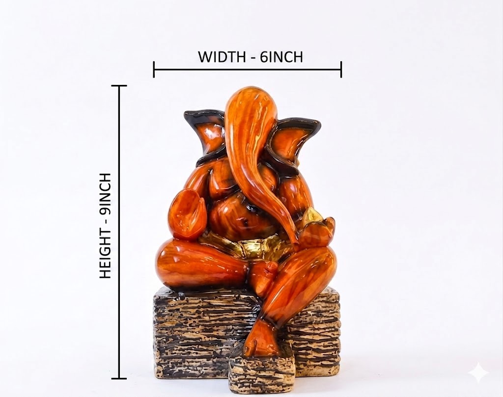 1005 ( Modern Sitting Ganesh Idol – Glossy Ceramic Artistic Home Décor Statue ) - Image 2