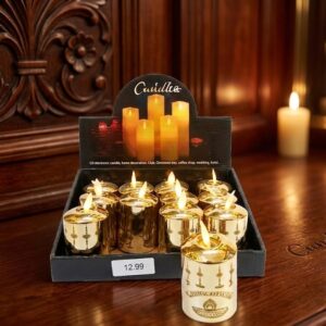 1015 ( Premium LED Tealight Candles Set (Pack of 12) – Golden Decorative Flameless Candles )