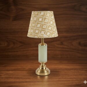 1232 ( Elegant Gold & Pastel Green Table Lamp with Designer Fabric Shade )