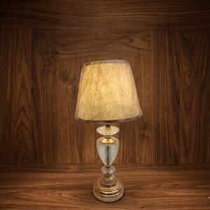 1236 ( Classic Golden Glass Base Table Lamp with Textured Shade )