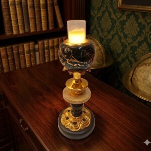 1240 ( Elegant Marble Finish Decorative Candle Holder Lamp )