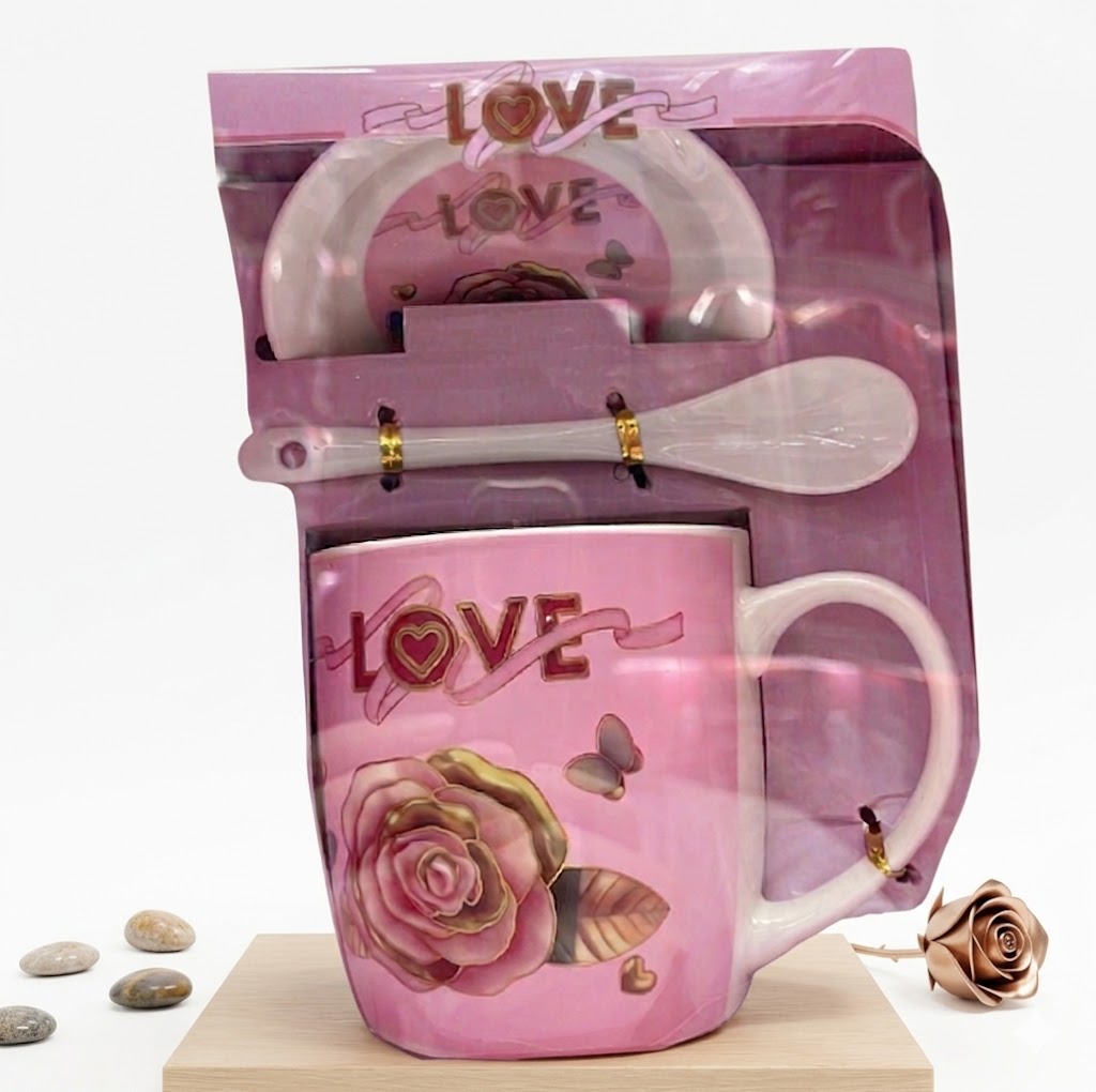1283 ( Romantic Love Theme Mug Gift Set with Spoon & Coaster ) Pcs/Ctn.60 - Image 2