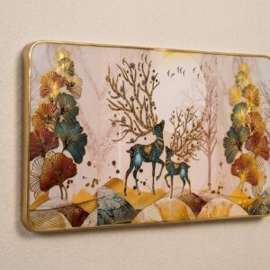 ( Golden Deer Landscape Decorative Wall Frame )