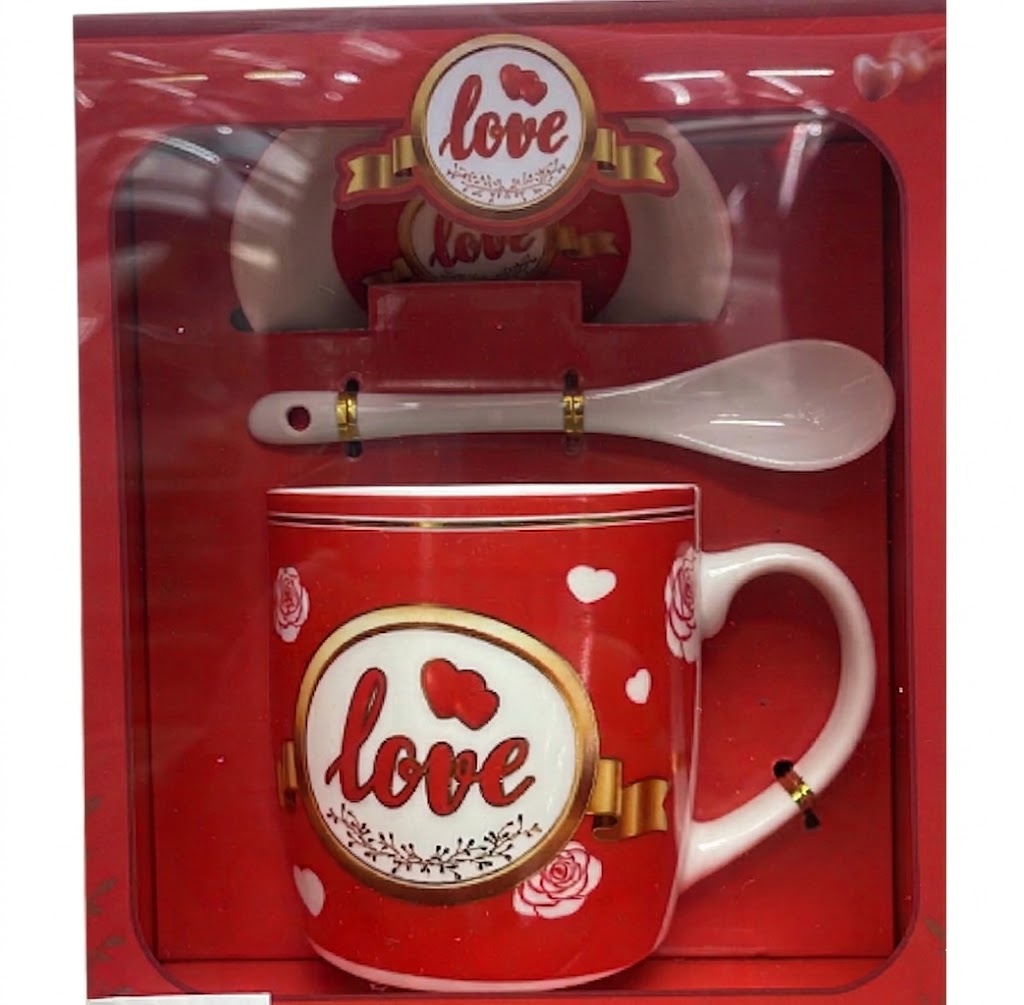 1391 ( Love-Themed Ceramic Mug Gift Set with Spoon & Coaster ) Pcs/Ctn.60 - Image 2