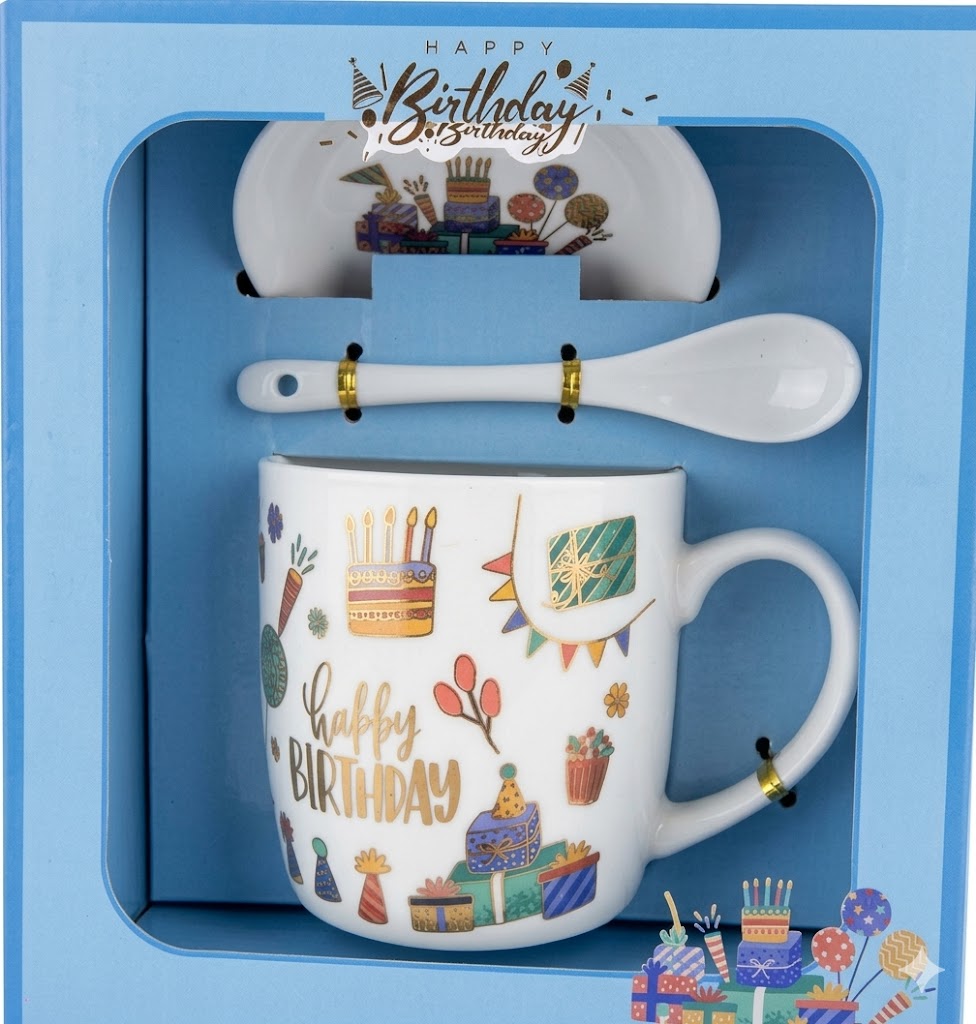 1400 ( Happy Birthday Ceramic Mug Gift Set with Spoon & Plate ) Pcs/Ctn.60 - Image 2