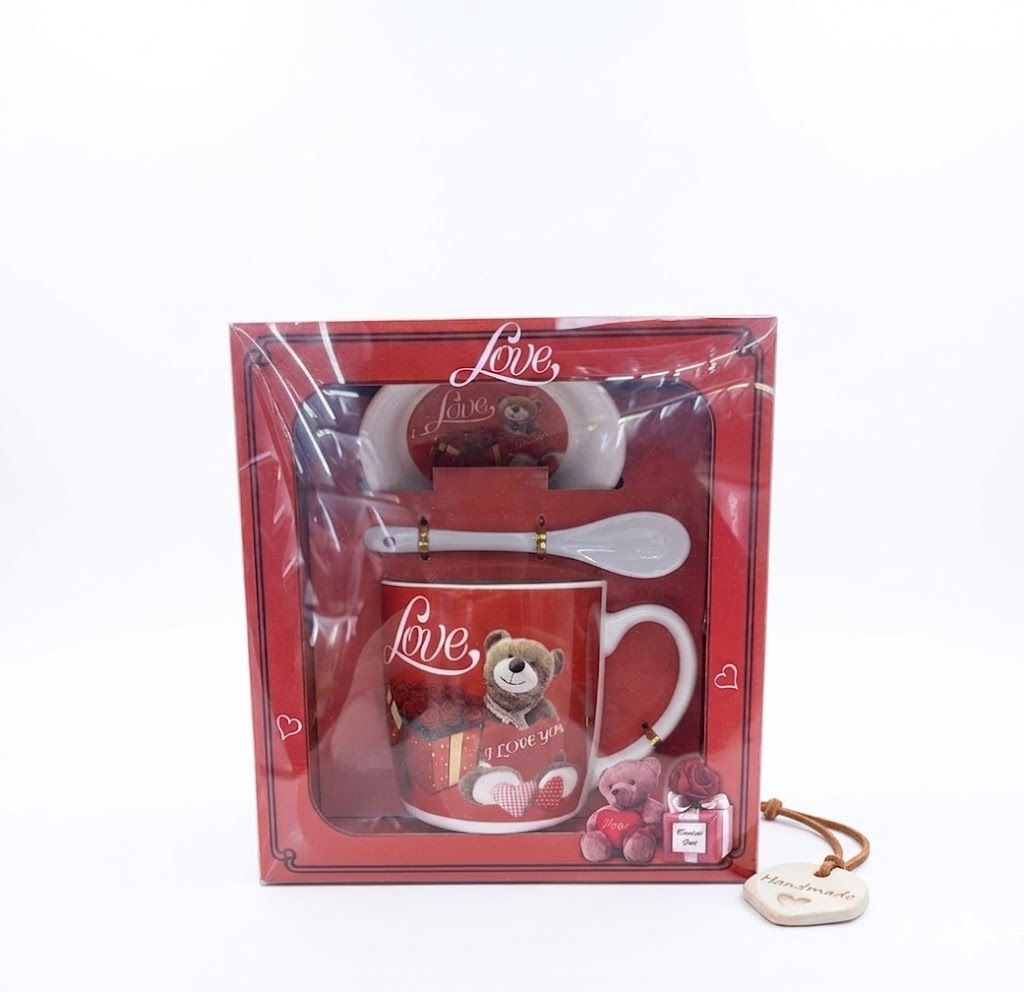 1402 ( Minimalist White Ceramic Mug Gift Set with Spoon & Lid ) Pcs/Ctn.60 - Image 2