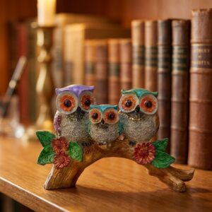 15NO OWL ( Colorful Owl Family Figurine on Branch ) Height-5 INCH | Width-8 INCH