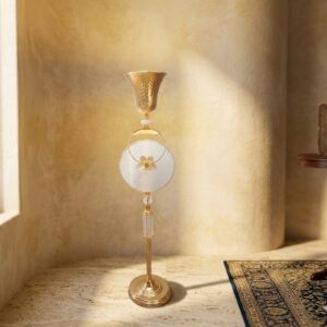 1605 ( Royal Golden Floral Crystal Candle Stand Floor Lamp )