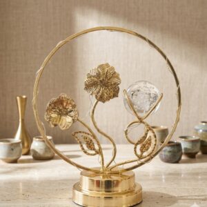 1719 ( Golden Floral Crystal Ring Decorative Table Accent )