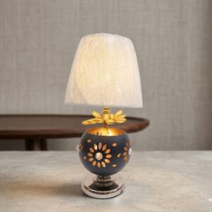 1722 ( Floral Glow Designer Table Lamp with Fabric Shade )